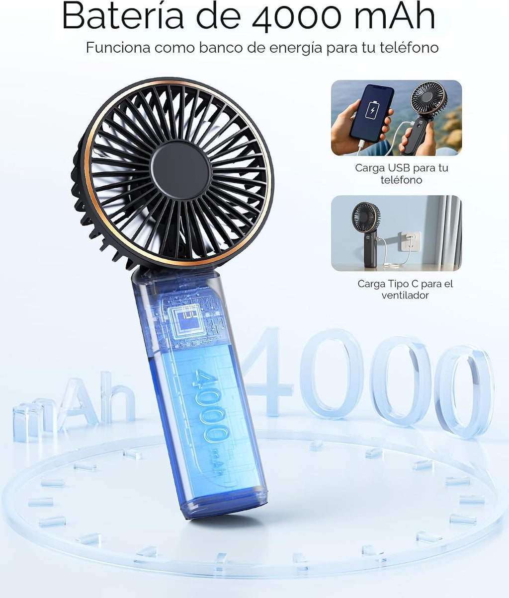 TUNISE Ventilador de Mano Portátil Recargable, Ventilador Portátil...