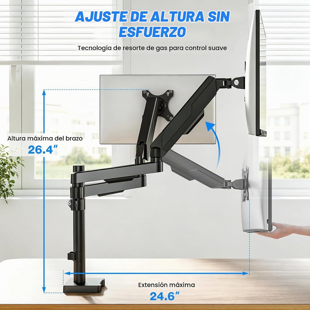 Rfiver Soporte de escritorio para monitor doble para pantallas de 17 a 34
