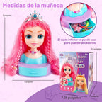 Cabeza de muñeca 4 en 1 para peinar el cabello para niños, 9 pulgadas, 41 piezas, juguetes de peluquería, kit de maquillaje, accesorios de princesa, juguetes de simulación, regalos de