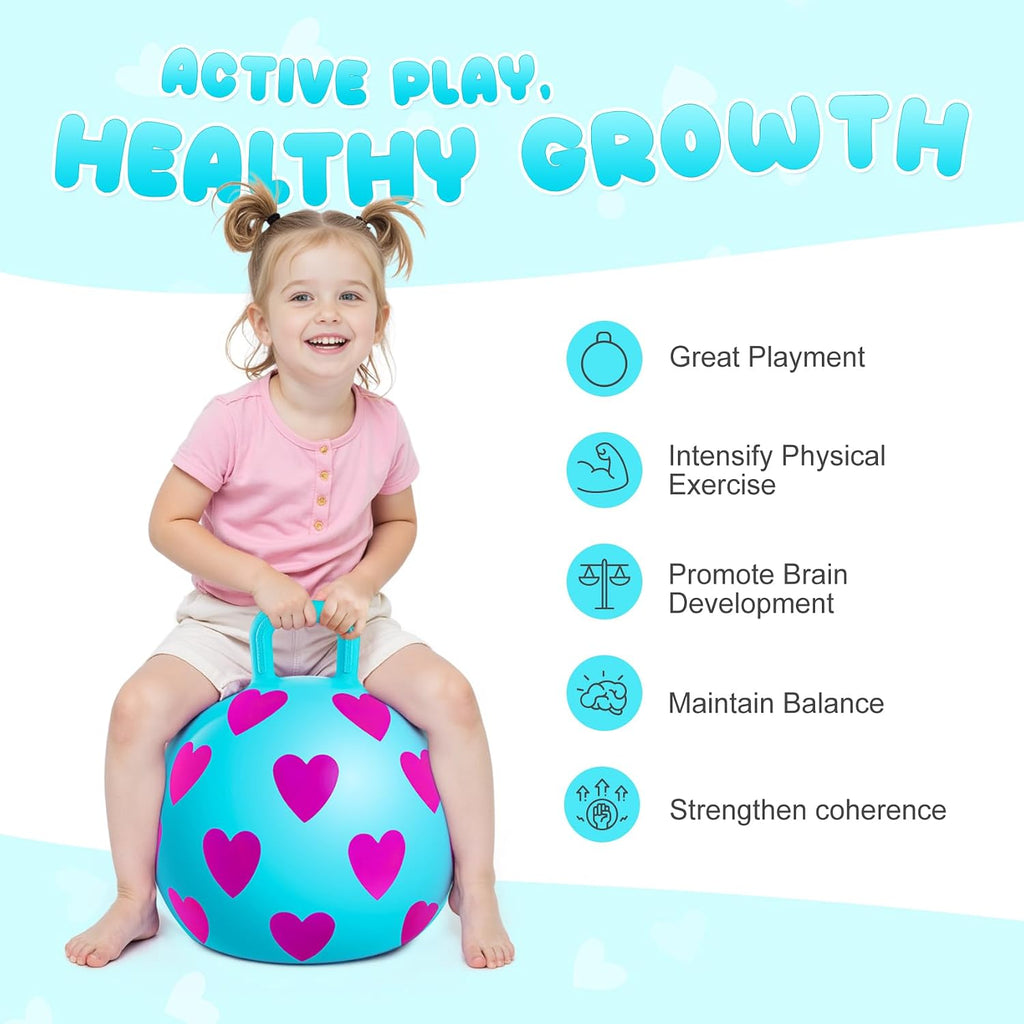 Pelotas Saltarinas para Niños de 3 a 6 años, Bola Saltarina con Asas, Saltarina Hinchable, Juguetes de Salto para Jardín para Niñas y Niños Regalos