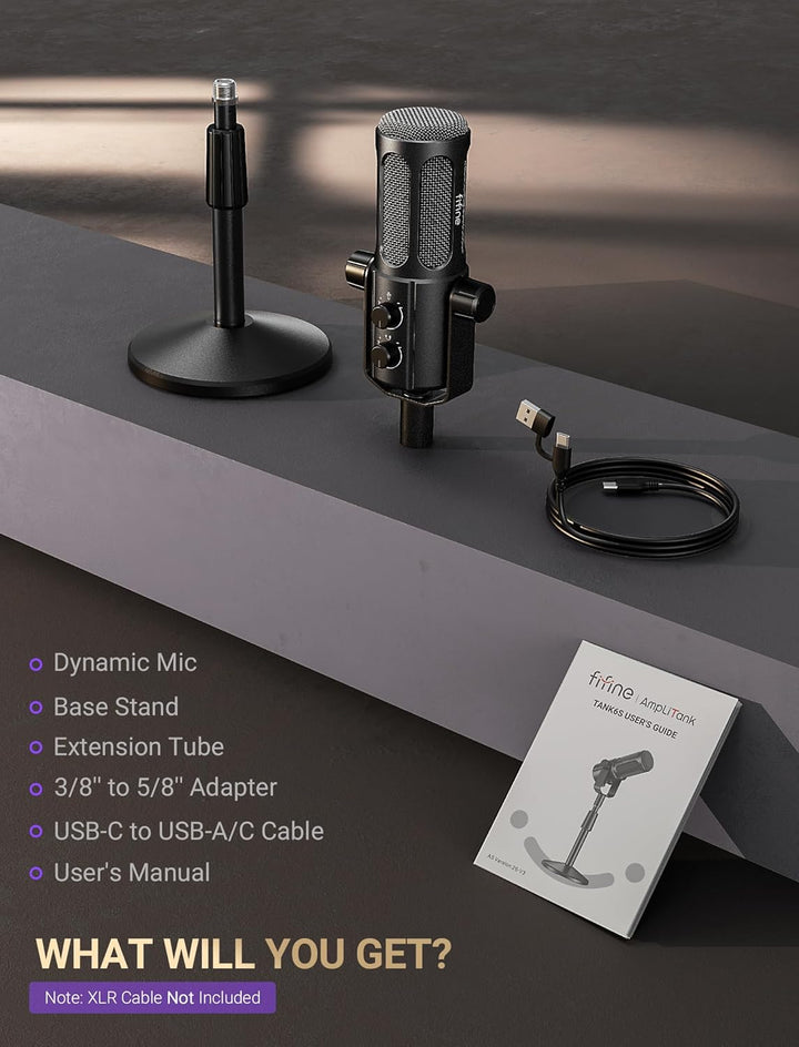 FIFINE AmpliTank TANK6S Micrófono vocal-dinámico, micrófono XLR-USB...