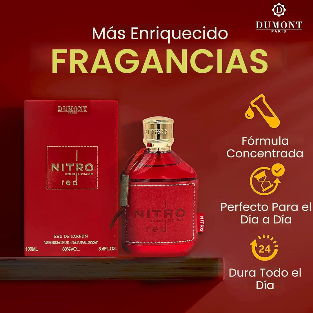 Dumont NITRO RED - 3.4 oz - Eau De Parfum - Perfume de lujo para ho...
