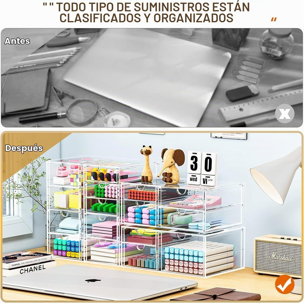 Organizador acrílico de 16 cajones para almacenamiento y maquillaje para escritorio
