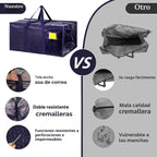 Paquete de 12 bolsas de mudanza con cremallera lateral completamente abierta, extra grandes de 93 L, resistentes, impermeables, plegables, para dormitorio universitario, organización de mudanzas y hogar, color azul oscuro