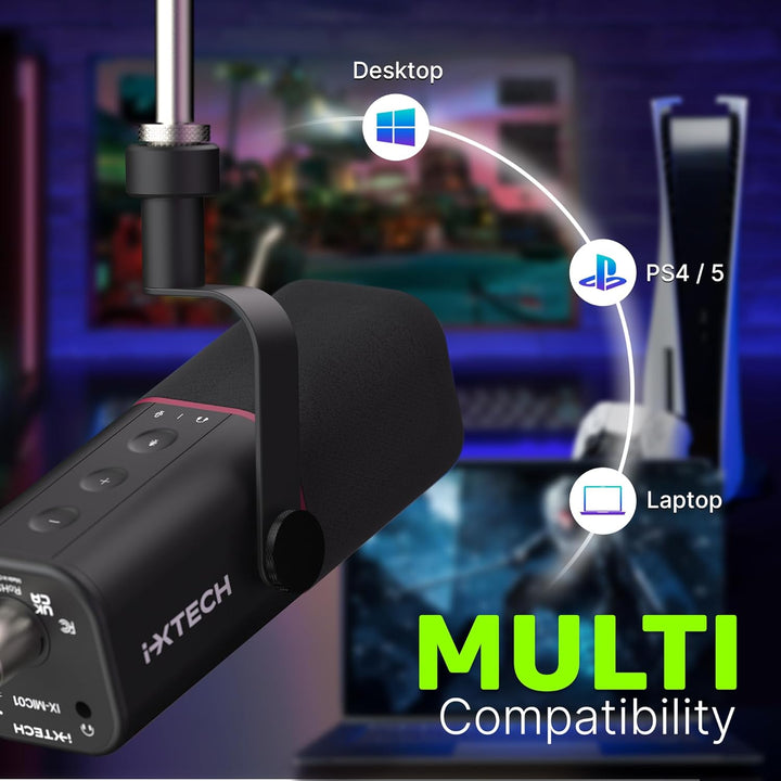 IXTECH Micrófono dinámico cardioide con cubierta de micrófono, micr...