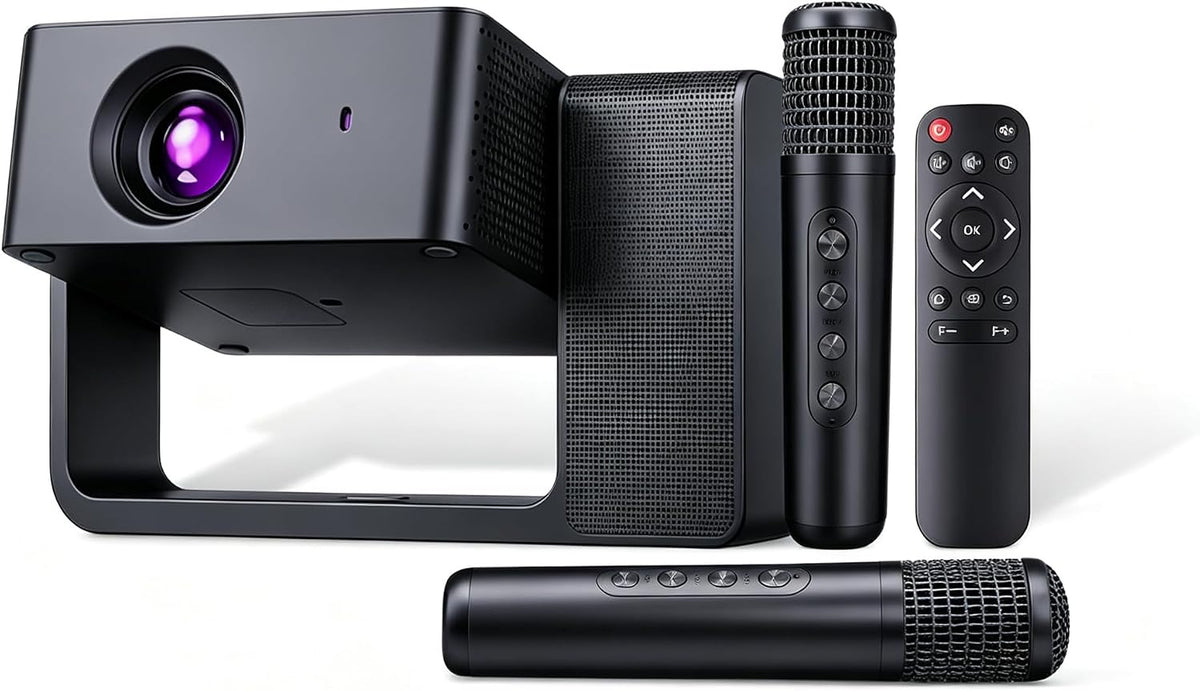 Proyector de karaoke 3 en 1 con altavoz, WiFi 1080P Bluetooth