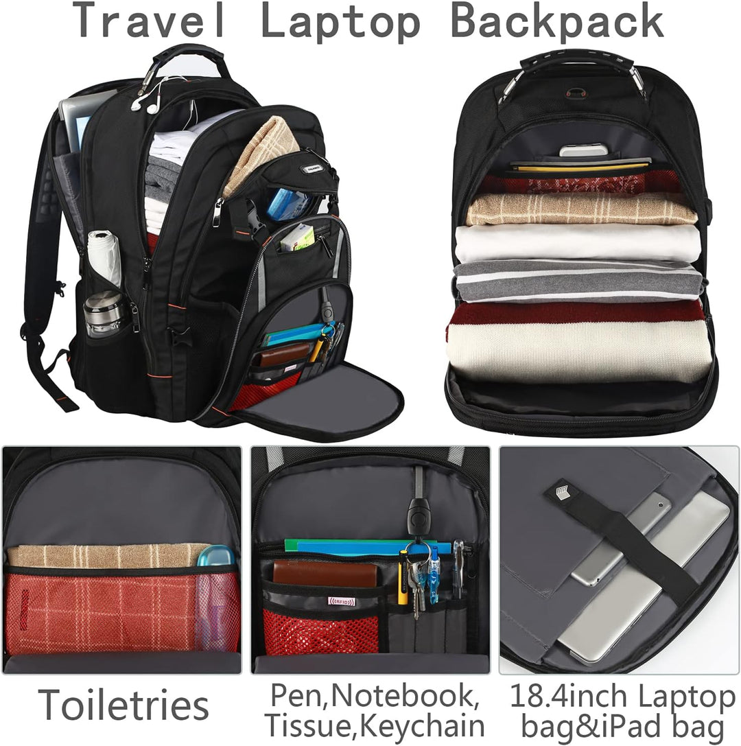 YALIXIAN Mochila para laptop de 18.4 pulgadas, mochila de viaje ext...