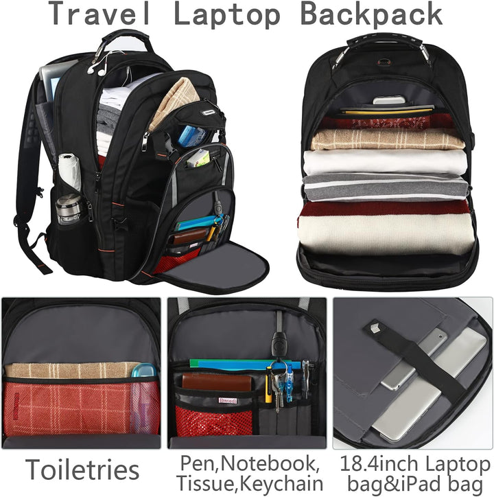 YALIXIAN Mochila para laptop de 18.4 pulgadas, mochila de viaje ext...