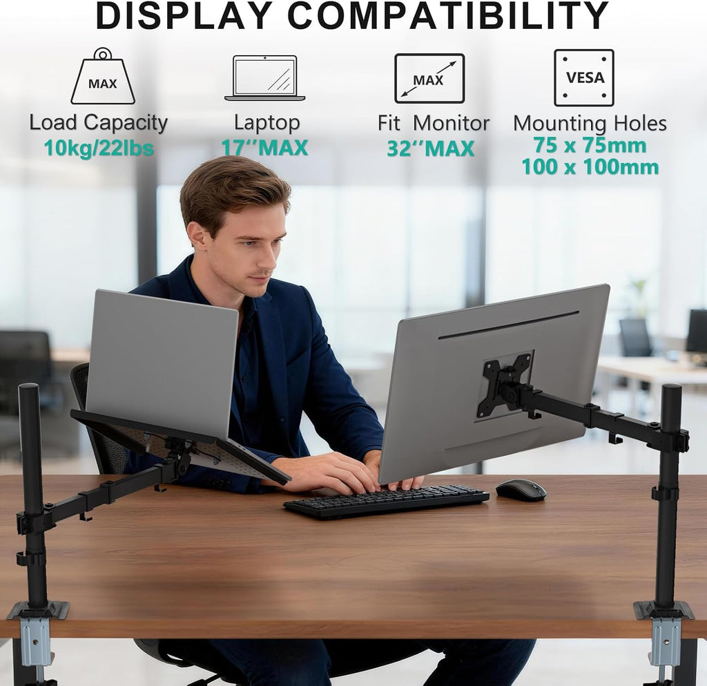 WALI Adjustable Laptop Desk Mount para 17 inch Notebook o 32 inch Screen