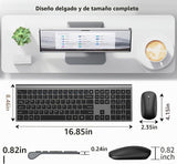 Combo de teclado y mouse inalámbricos, teclado delgado de computado...
