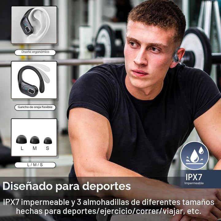 Auriculares inalámbricos Bluetooth 5.4 de 75 horas para deporte, au...