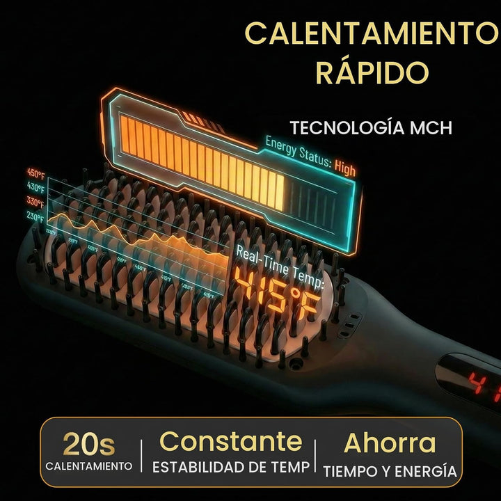 MEGAWISE - Cepillo alisador de cabello, cepillo de cerámica iónica...