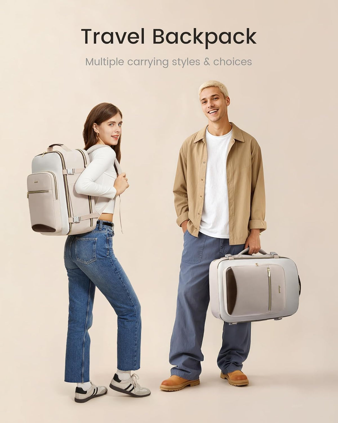 LOVEVOOK Mochila de viaje de 50 litros para mujeres y hombres, equi...