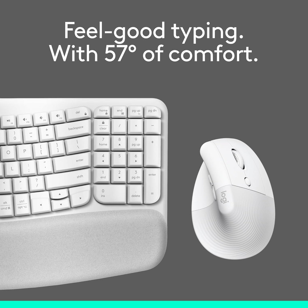 Logitech Wave Keys &amp; Lift Vertical Mouse - Combo de teclado y m...