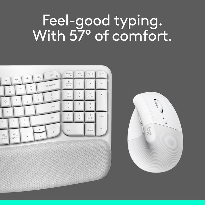 Logitech Wave Keys &amp; Lift Vertical Mouse - Combo de teclado y m...