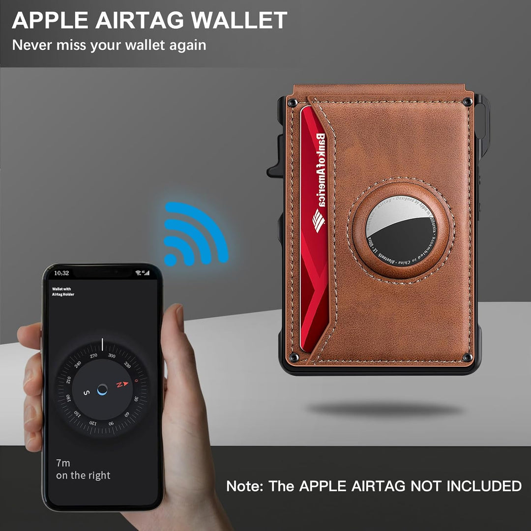 KIKVES Billetera para Airtag para hombre, tarjetero para AirTag con...