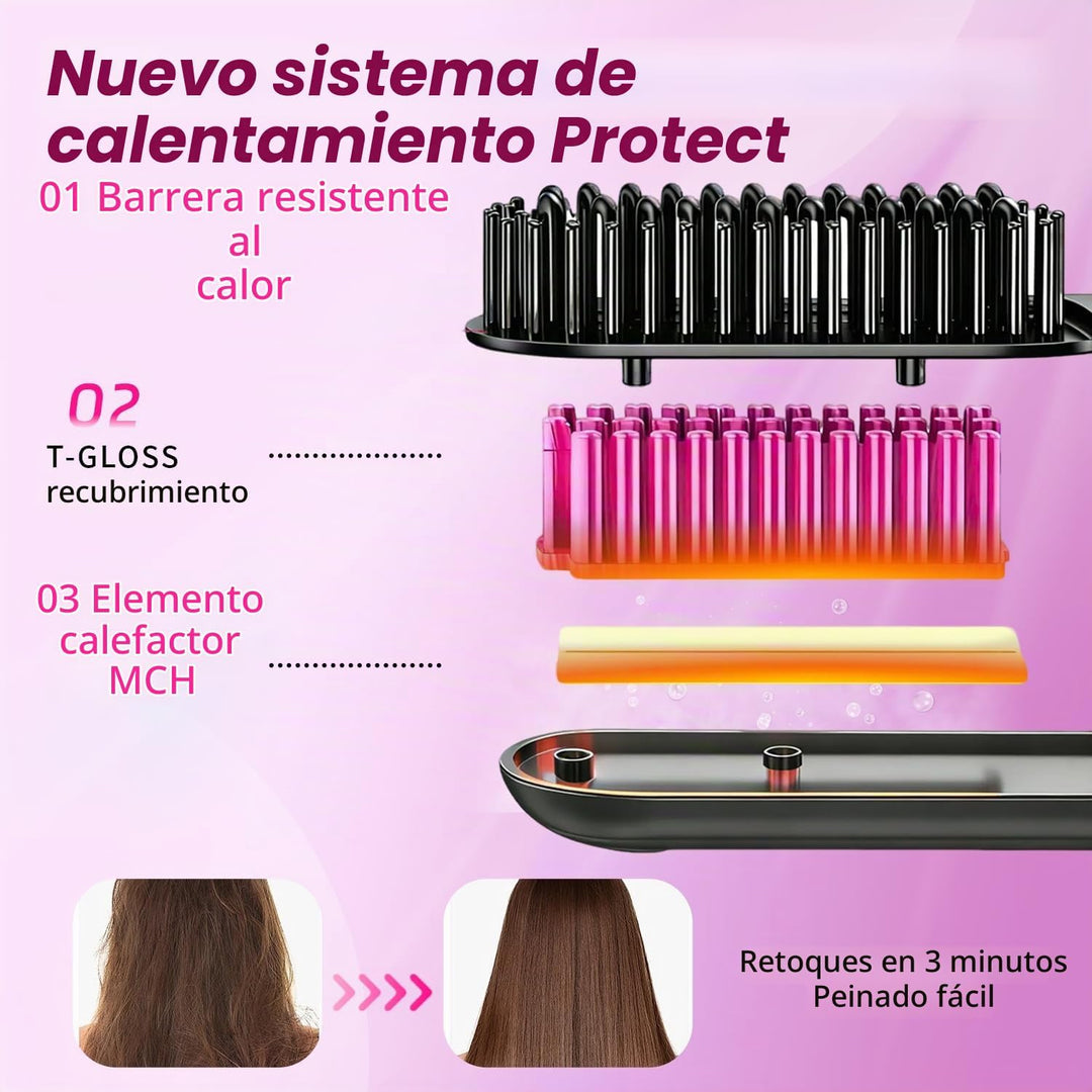 Go Brush Pro - Cepillo alisador de pelo inalámbrico, 3 en 1, cepill...