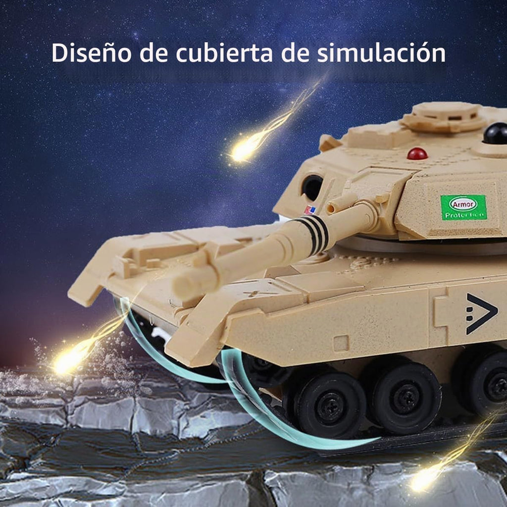 Mini tanque militar RC de 2.4 GHz con LED y torreta giratoria