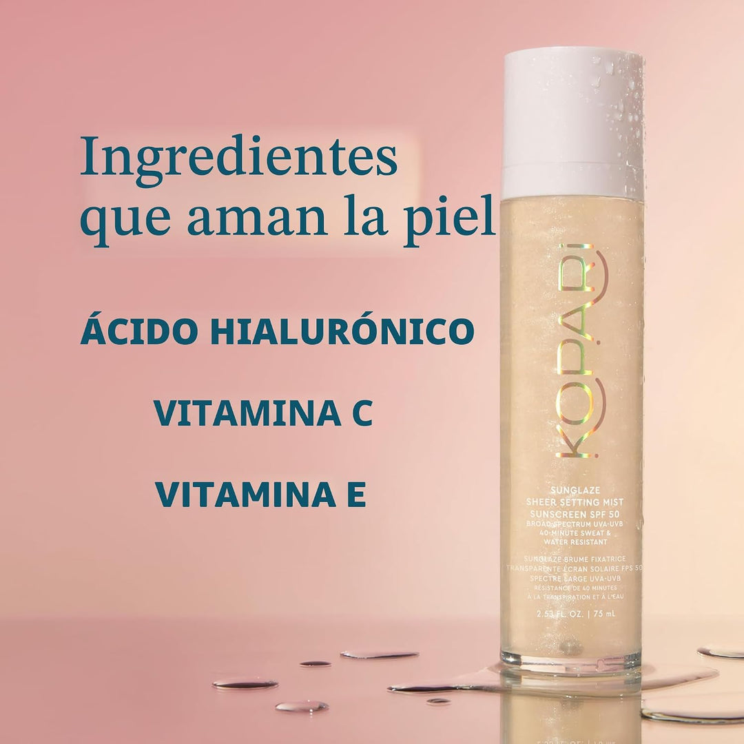 Kopari Sunglaze - Protector solar SPF 50, ligero, secado rápido, ul...
