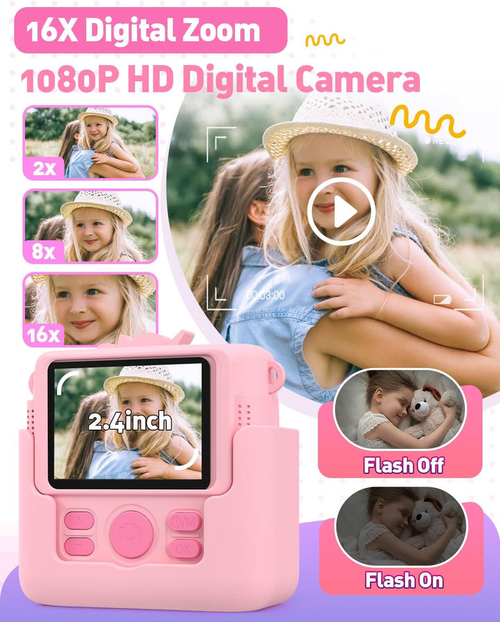 Cámara de impresión instantánea para niños con cubierta de silicona...
