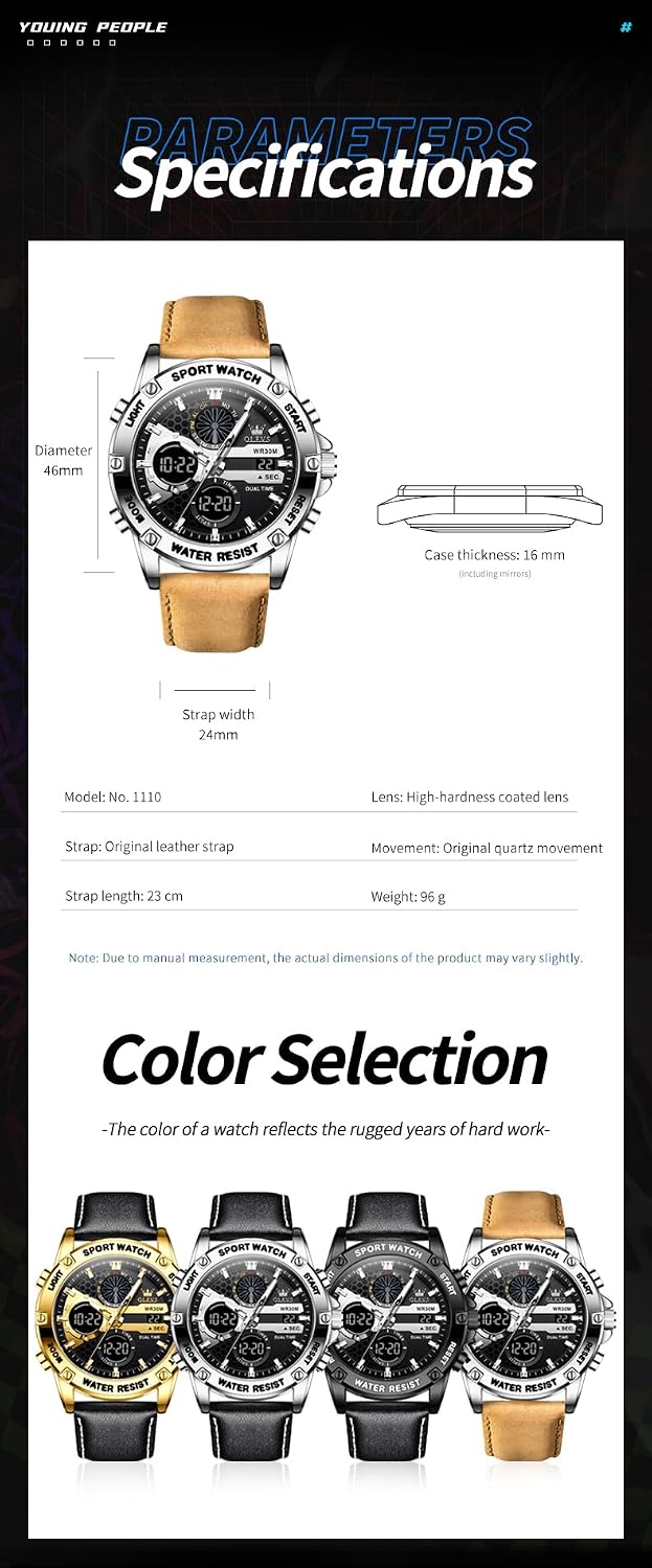 OLEVS Relojes para Hombre Moda Fecha Regalo Cronógrafo Reloj para Hombre Gran Negocio Digital Calendario Resistente al Agua Reloj de Muñeca para Hombre