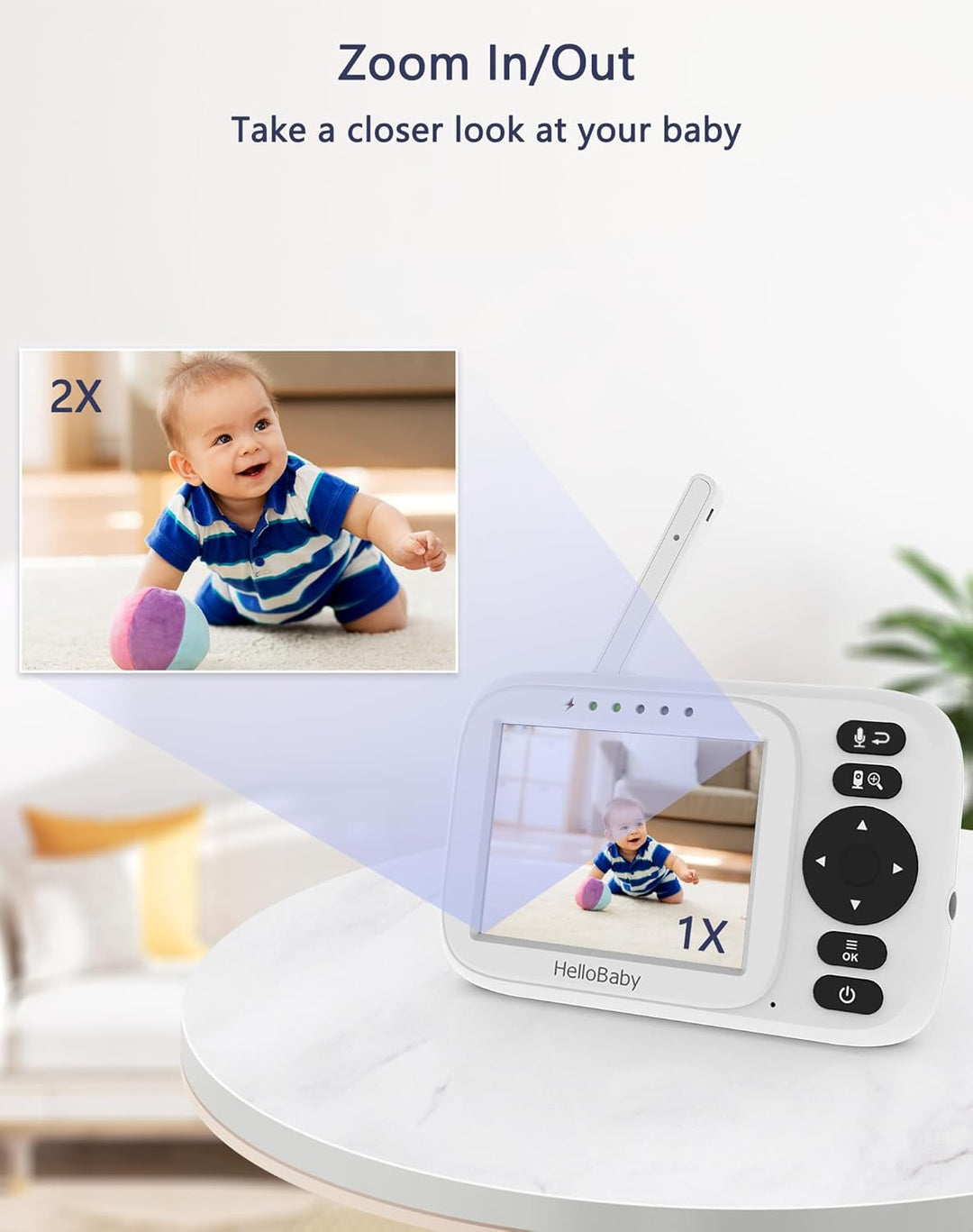 HelloBaby Monitor de bebé con 2 cámaras, pantalla de 3.2 pulgadas,...