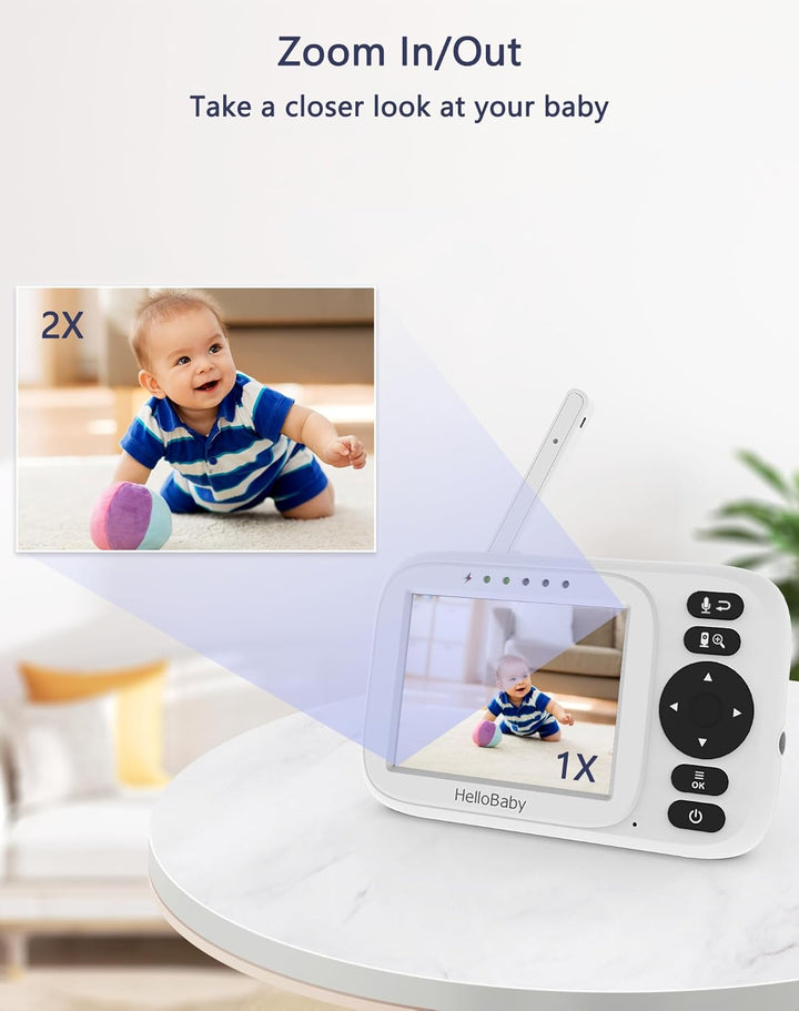 HelloBaby Monitor de bebé con 2 cámaras, pantalla de 3.2 pulgadas,...