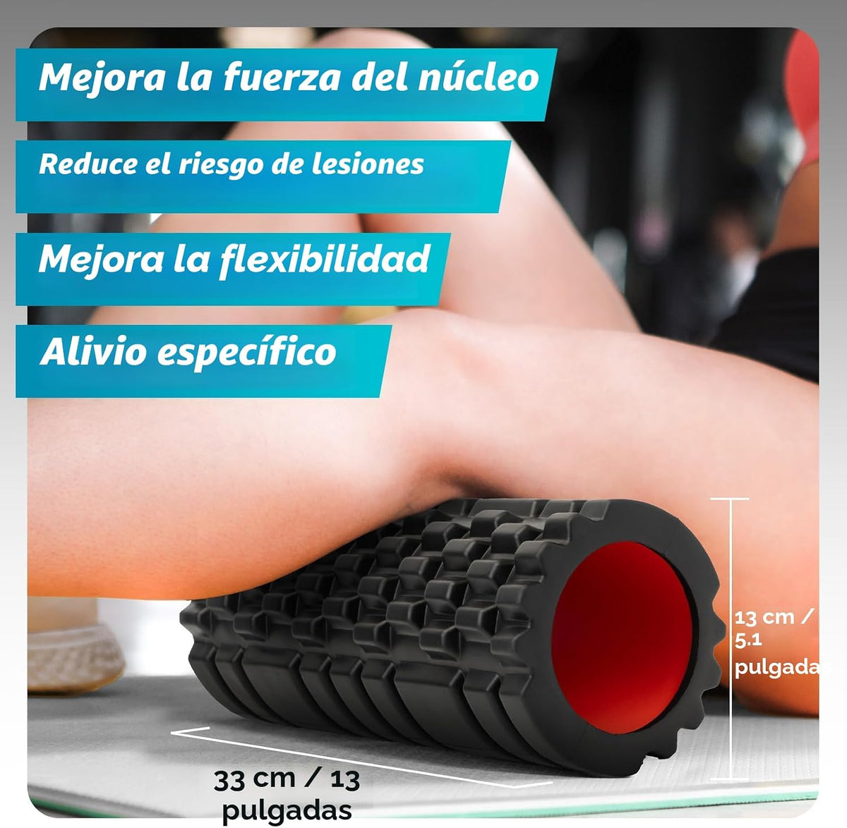 Rodillo de Espuma para Masajeador de Tejido Profundo, Rodillo de Ejercicio Patentado de Alta Densidad de 13" para Masaje Muscular y Liberación de Puntos Gatillo Miofasciales, Rodillo para
