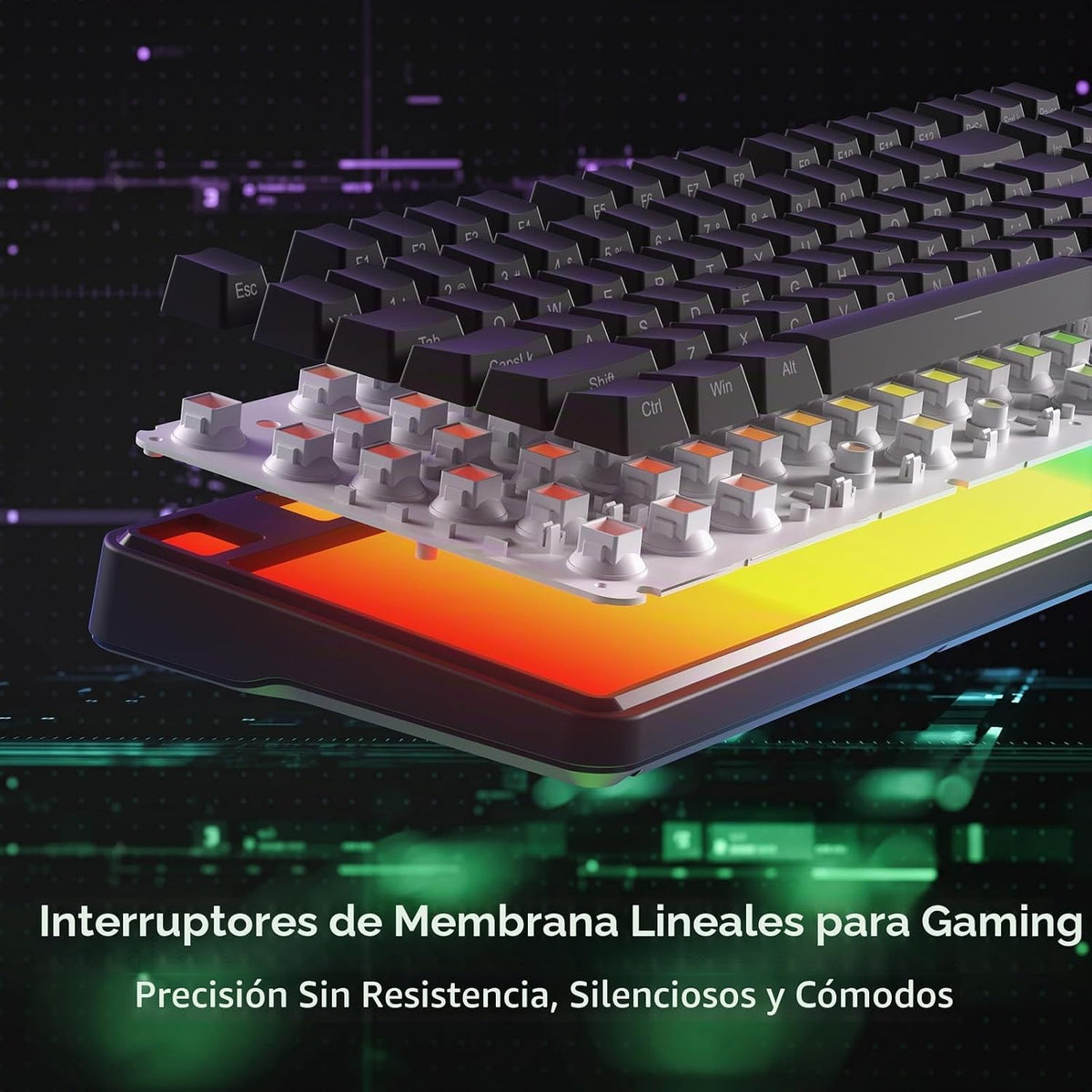 Redragon Teclado inalámbrico K526 PRO RGB para juegos, 104 teclas d...