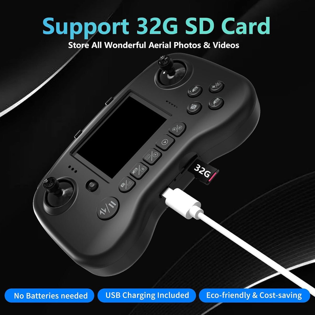 FPV Drone con cámara para adultos con pantalla LCD en RC, mini drones para principiantes, cuadricóptero plegable con motor sin escobillas para evitar obstáculos, compatible con tarjeta SD de 32 G de