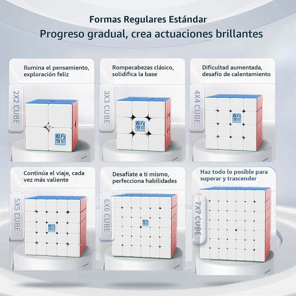 Moyu Meilong - Juego de cubos educativos de 2 x 2, 3 x 3, 4 x 4, 5 x 5, 6 x 6, 7 x 7, cubo moyu, sin calcomanías, paquete de 6 unidades