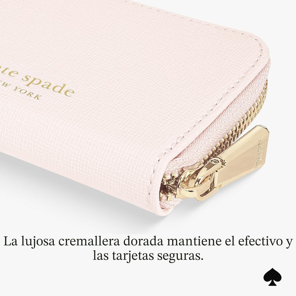 kate spade new york Devin Zip - Tarjetero magnético, color rosa tiza