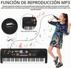 Piano de teclado para niños de 61 teclas con pantalla LED y micrófono