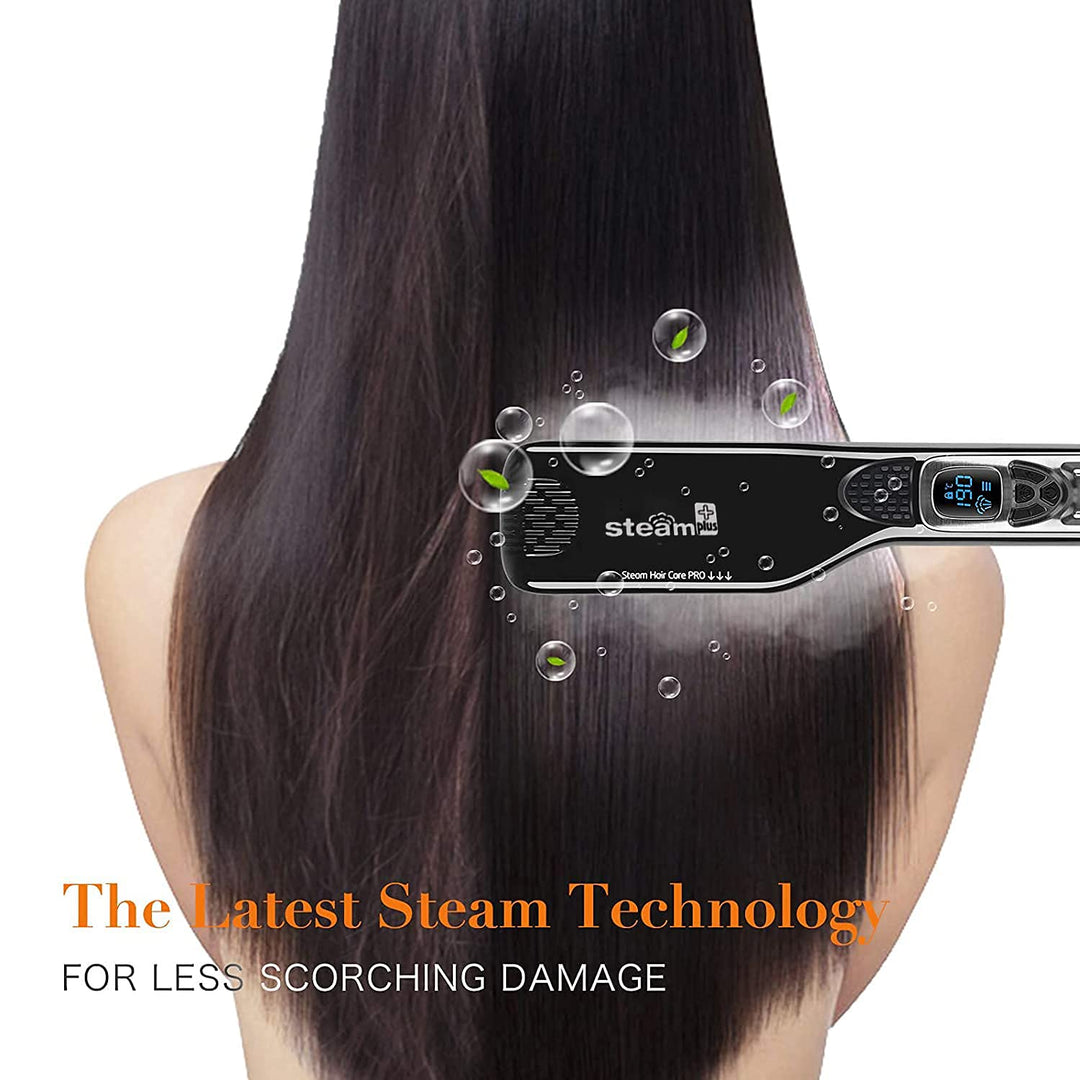 Plancha de pelo con vapor, plancha de vapor de cerámica Nano Titani...