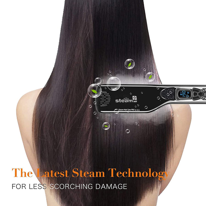 Plancha de pelo con vapor, plancha de vapor de cerámica Nano Titani...
