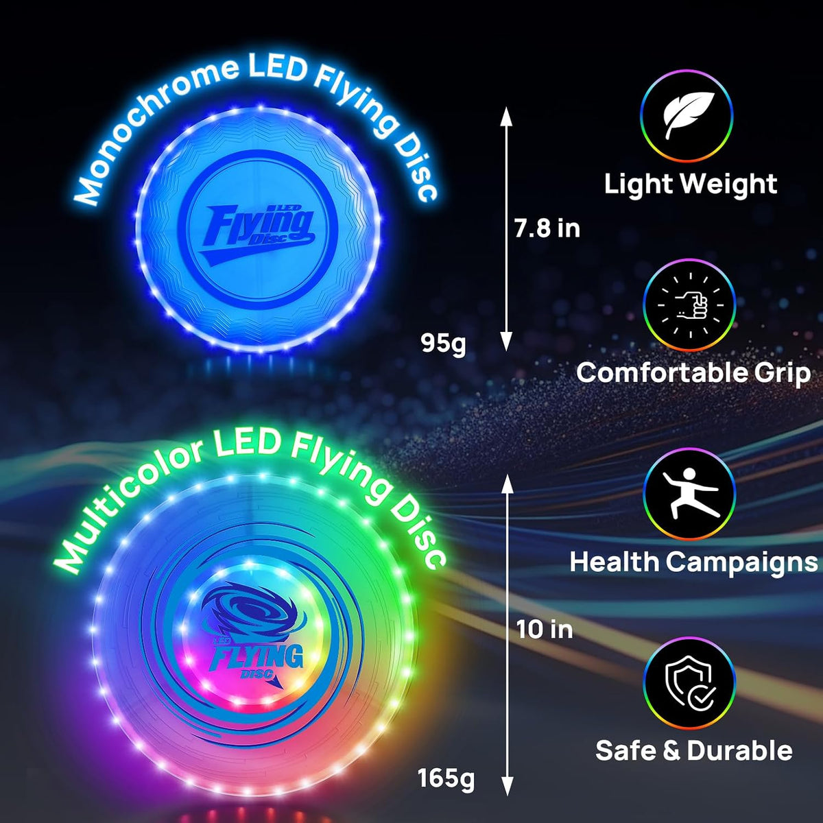 2 Pack Light up Flying Discs para Kids Adults