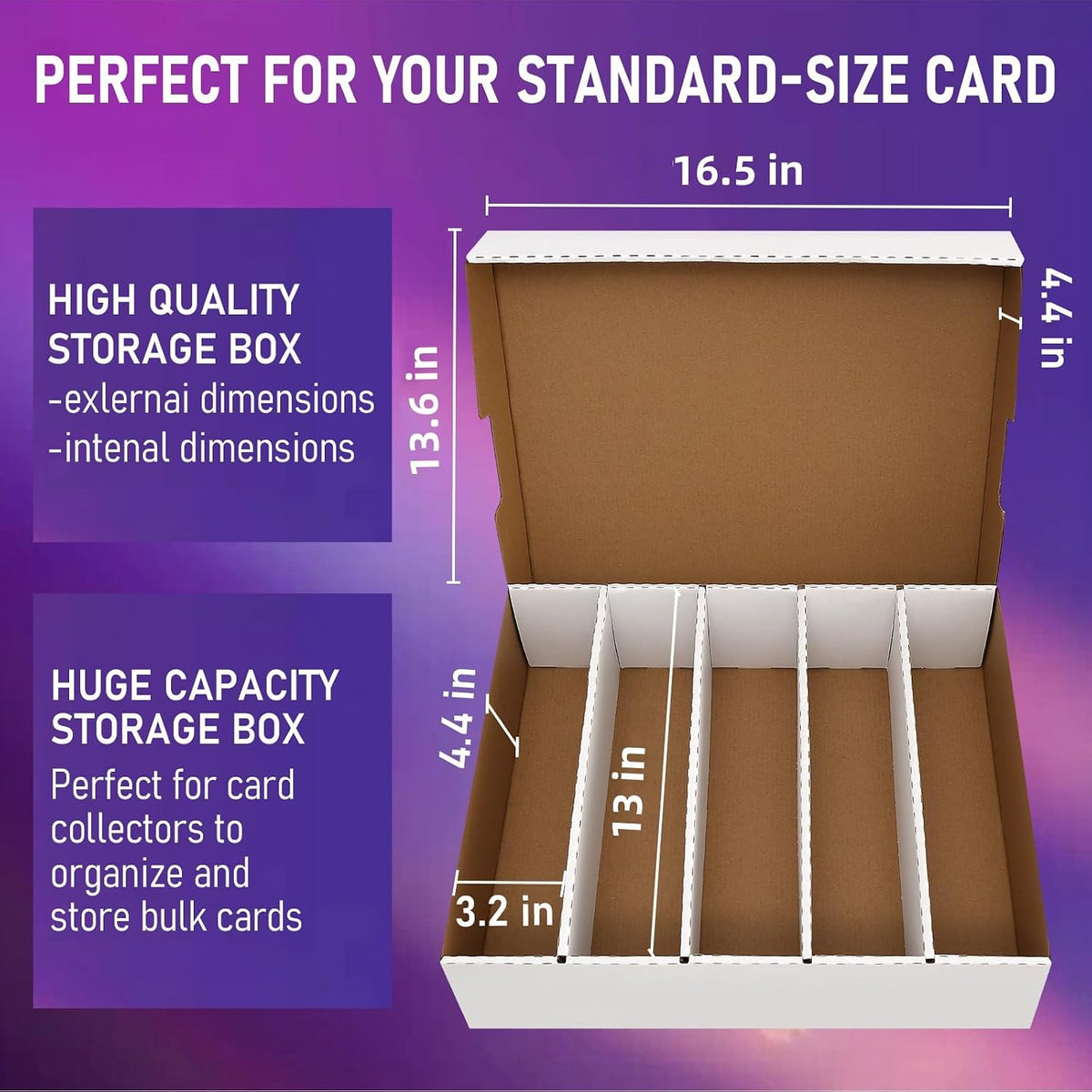 Caja de almacenamiento de 5 filas – Monster Box con capacidad para 3950 tarjetas para organización, adecuada para deportes y tarjetas coleccionables (paquete de 2 – grande)