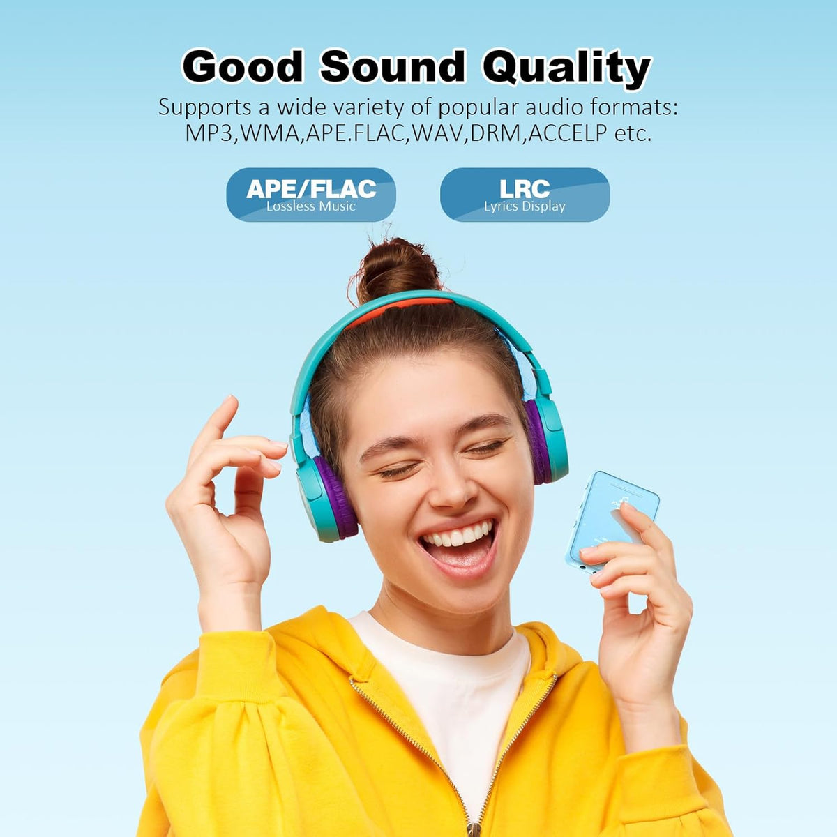 Reproductor MP3 azul claro con Bluetooth 5.3, pantalla táctil de 32...