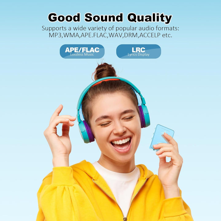 Reproductor MP3 azul claro con Bluetooth 5.3, pantalla táctil de 32...