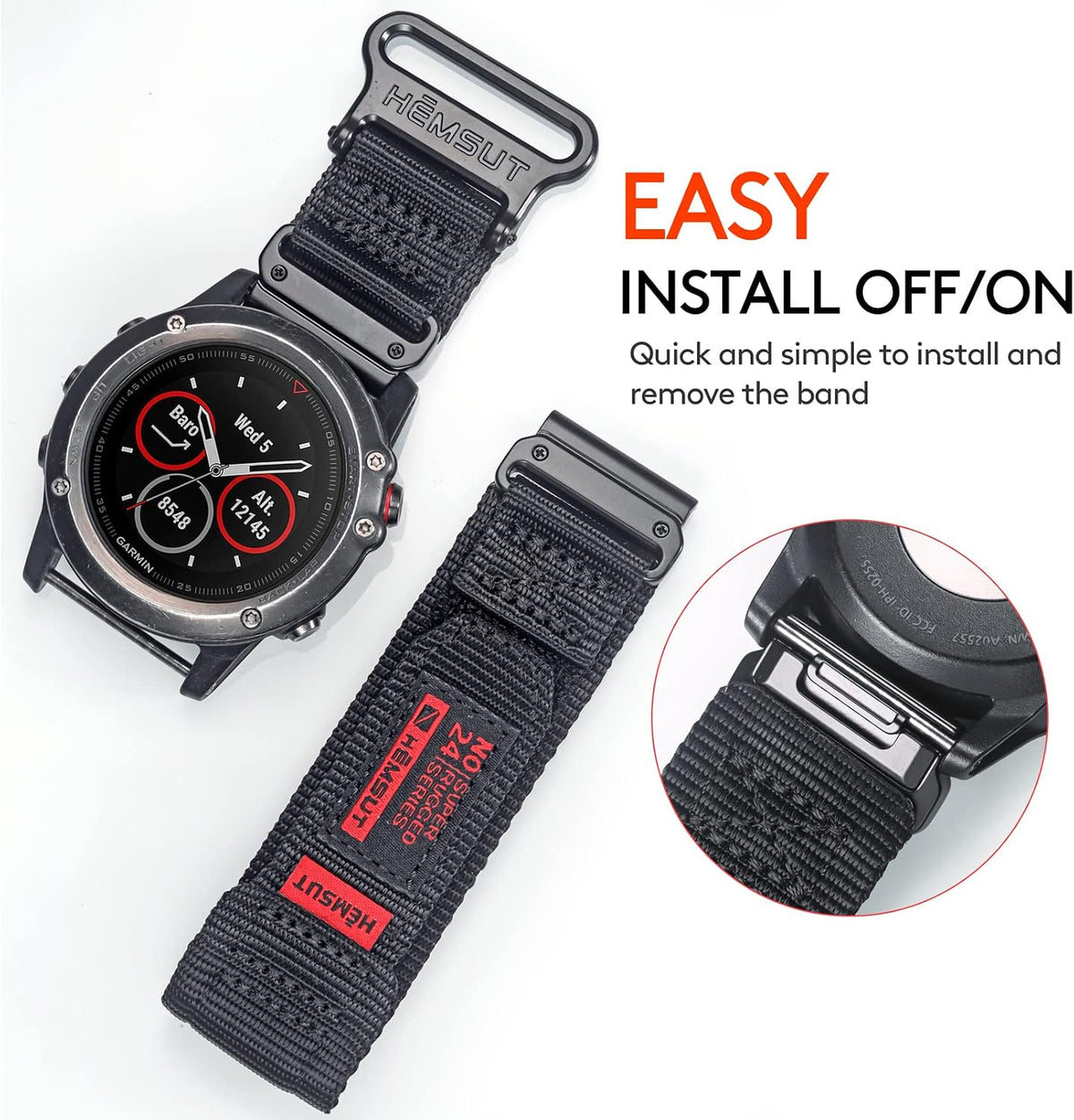 Compatible con la Correa de Reloj Garmin, Correa Deportiva de Nylon Super Resistente con Diseño de Bucle Tejido para Fenix/Forerunner/Approach/MARQ/Quatix/Serie D2, Correa de Reemplazo Resistente para