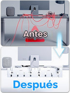 No Drill Under Desk Cable Management Tray, 17'' Wire Management, Punch-Free Clamp en, metal Cable Tray, Wire Organizer Under Desk, Under Dessk Basket para Office y Home, blanco