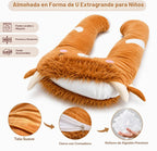 Almohadas largas de felpa en forma de U de 47 x 23 pulgadas para niños, almohada suave y grande para dormir, funda lavable, regalo para niños y niñas