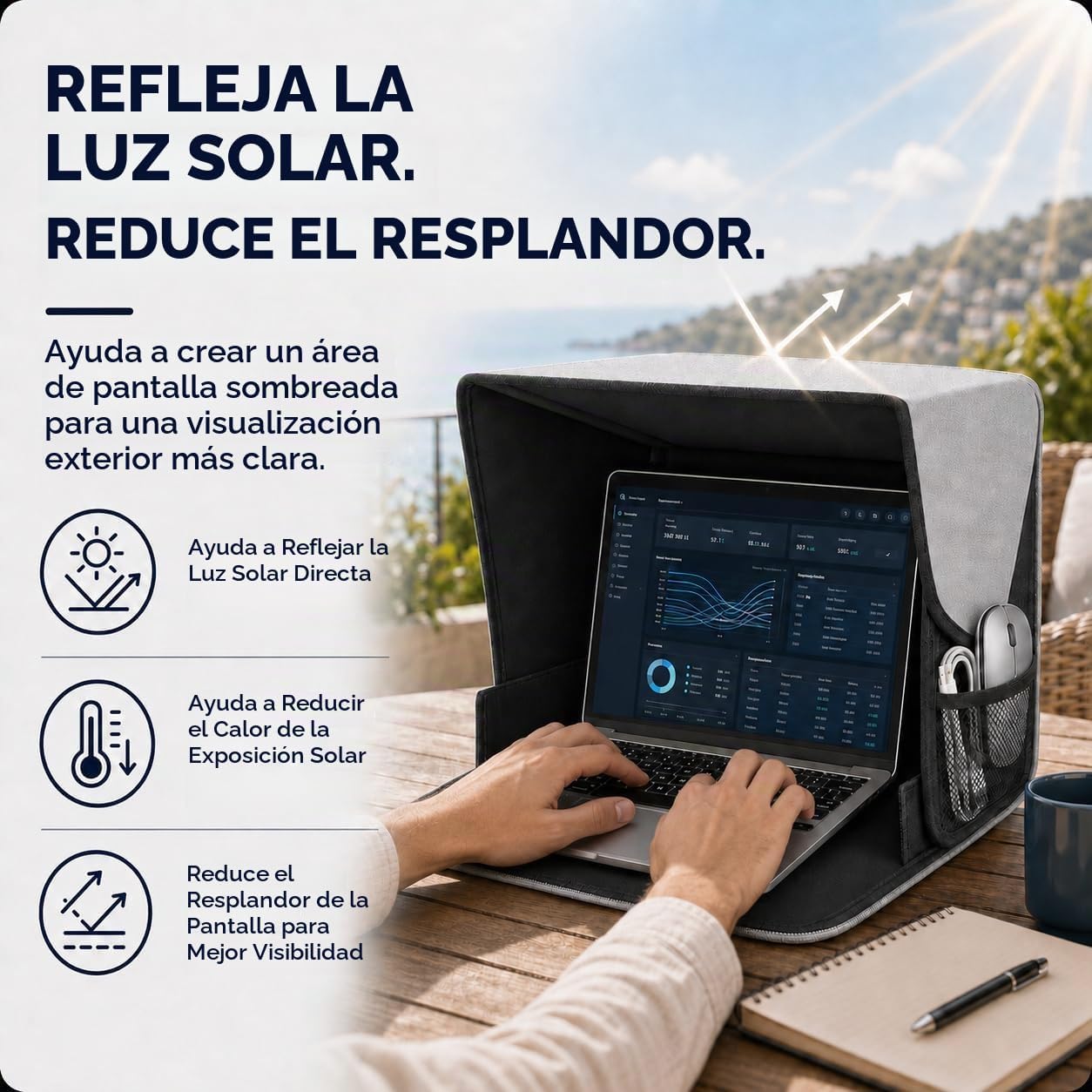 Parasol para laptop actualizado 2026 para trabajar al aire libre, s...