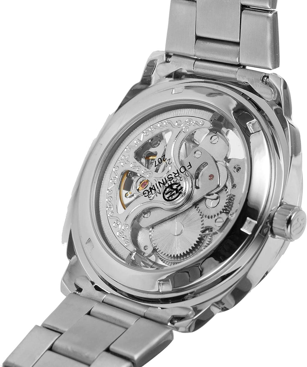 Tiong Reloj mecánico para hombre, de acero inoxidable, automático, con esqueleto, impermeable, para el día del padre, regalo