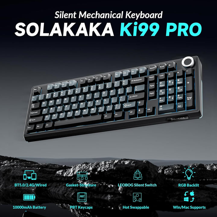 SOLAKAKA KI99 Pro - Teclado mecánico inalámbrico con interruptor si...