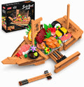 Juego de bloques de construcción de barco de sushi japonés grande