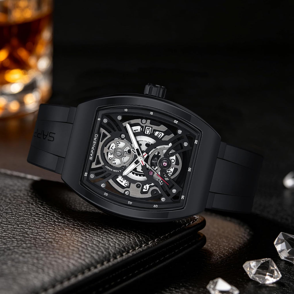 SAPPHERO Relojes de vestir para hombre, relojes de cuarzo analógicos de silicona para hombre