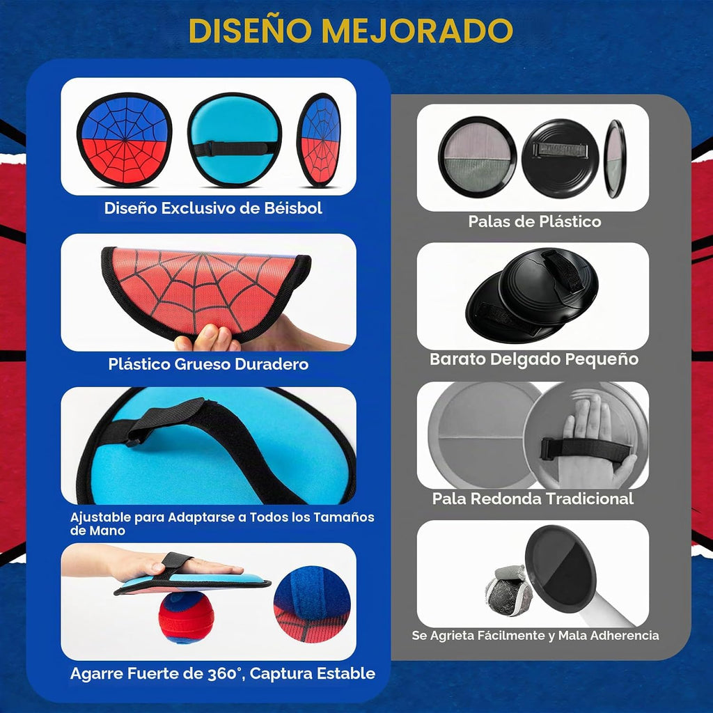 Juego de pelota de lanzamiento y captura de araña, guante de entrenamiento de béisbol para principiantes y pelotas adhesivas para niños, juego familiar para exteriores, playa, patio, piscina, regalo