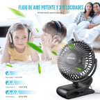 BESKAR Ventilador USB con clip, ventilador de escritorio pequeño po...