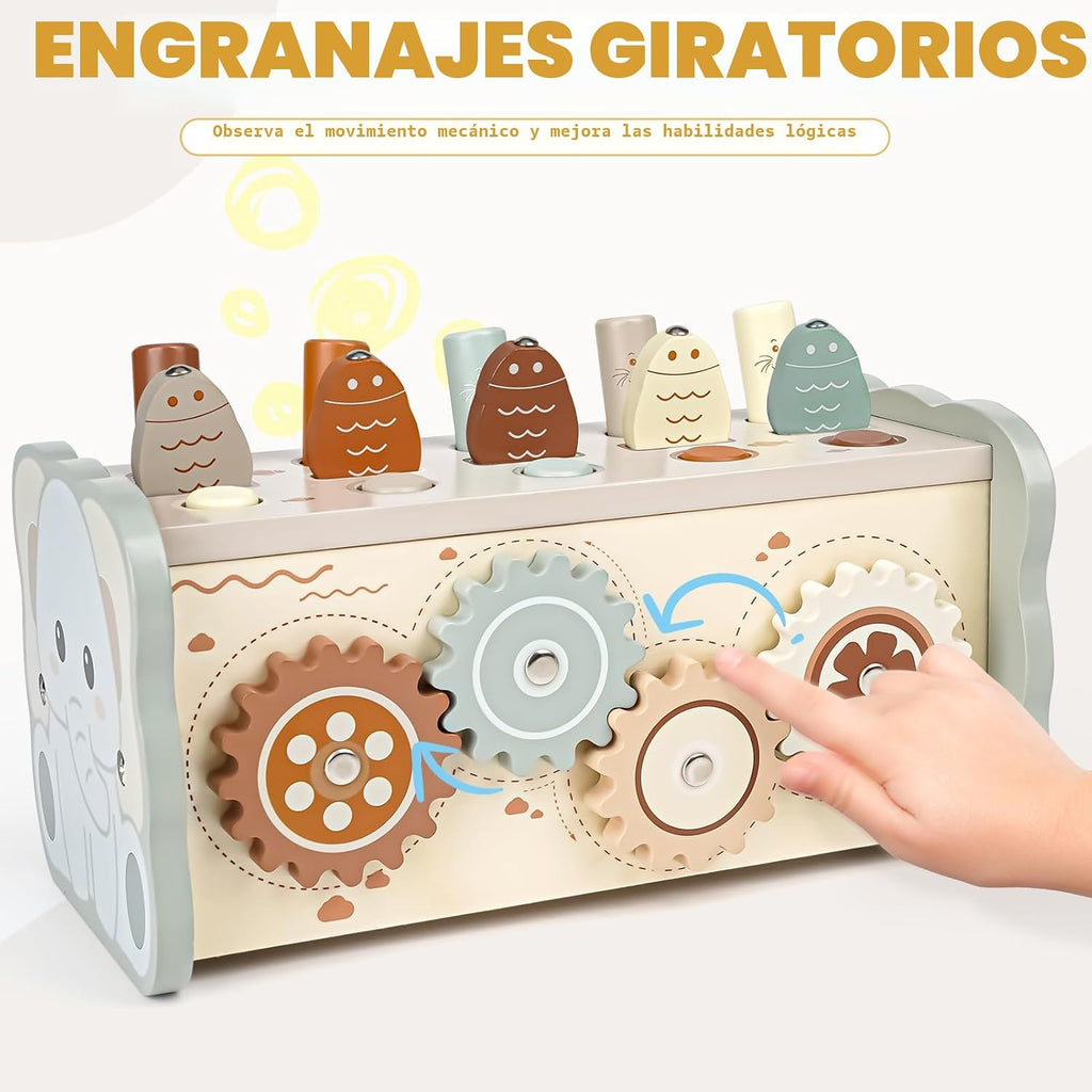 Joyreal Juguetes Montessori de madera para martillar de 1 año